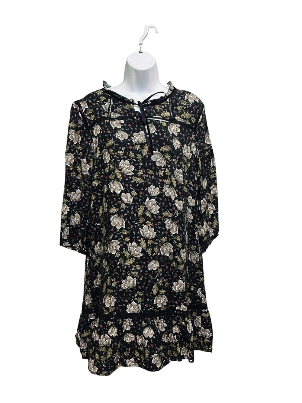 Tribal Jeans Black White Floral Babydoll Dress Size M - Picture 2 of 6